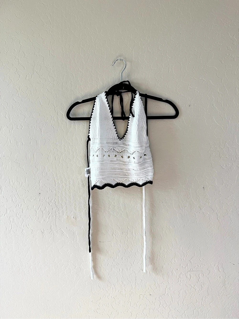 SHEIN White & Black Crochet Swim Cover-Up Set